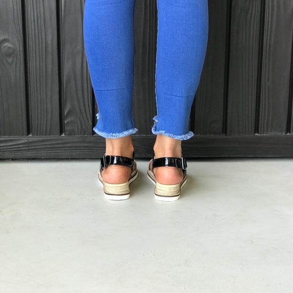 Colorblock Leather Espadrille Wedge Sandals - Picture 4 of 7